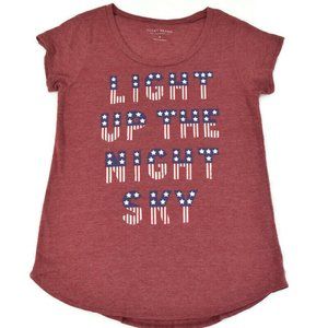 Lucky Brand LIGHT UP THE NIGHT SKY Red White Blue 4th Of July Womens T-Shirt S